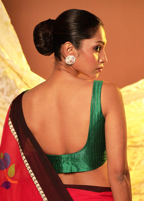 Bottle Green Square Neck Designer Blouse Piece