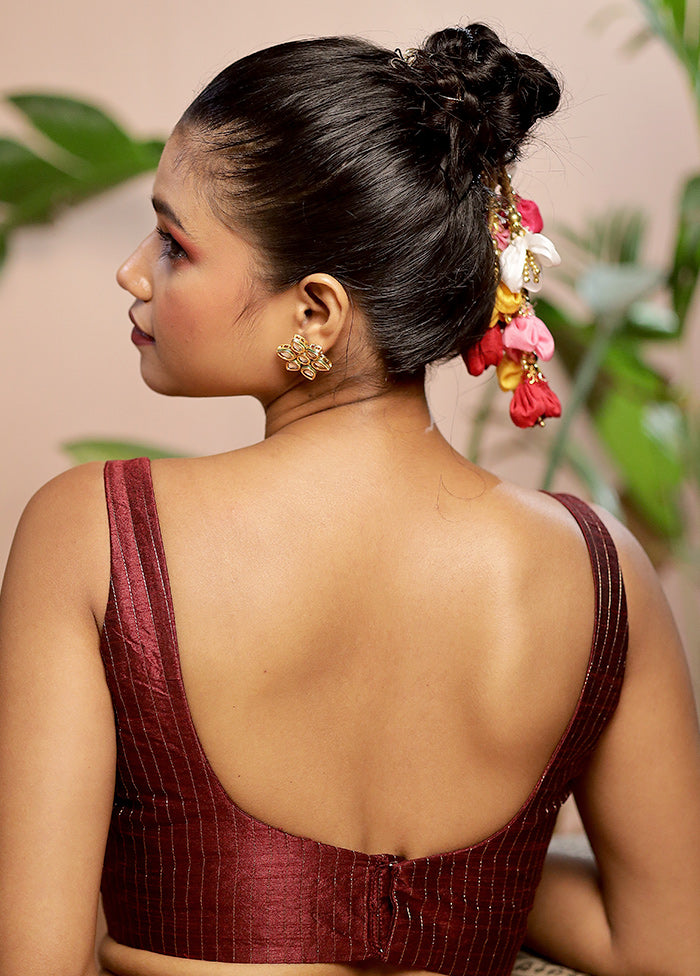 Dark Maroon Dupion Silk Designer Blouse