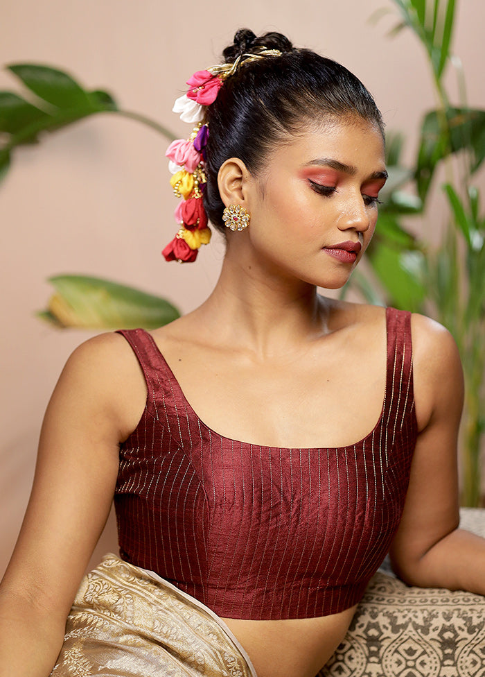 Dark Maroon Dupion Silk Designer Blouse