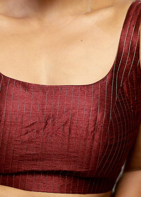 Dark Maroon Dupion Silk Designer Blouse