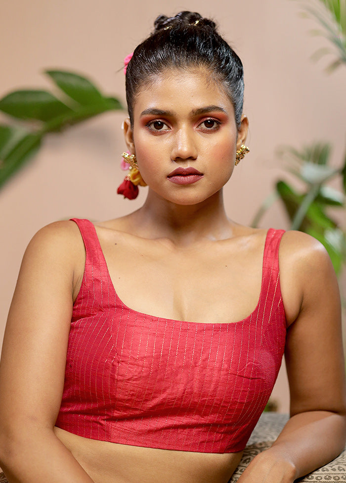 Red Dupion Silk Designer Blouse