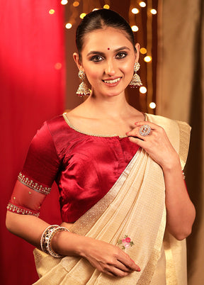 Maroon Satin Designer Blouse