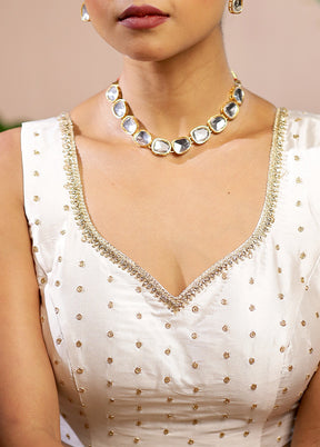 White Blended Silk Designer Blouse