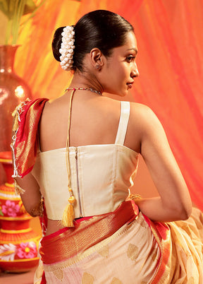 Cream Sweetheart Neck Designer Blouse