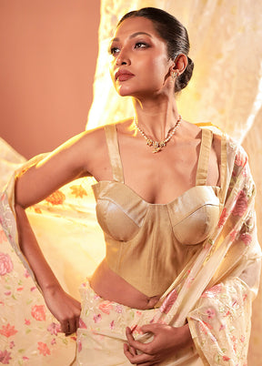 Gold Sweetheart Neck Designer Blouse