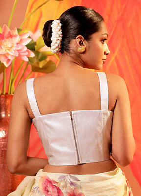 Silver Sweetheart Neck Designer Blouse