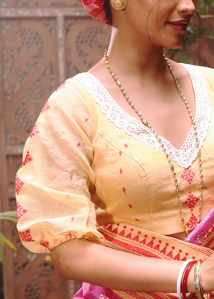 Beige  V Neck Designer Blouse