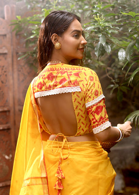 Yellow  V Neck Designer Blouse