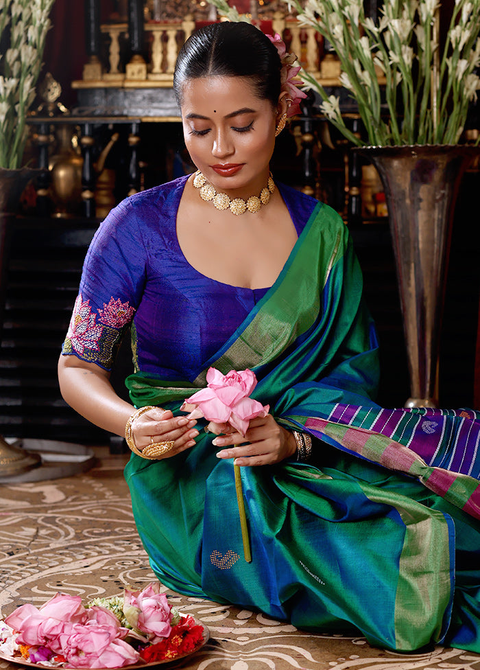 Royal Blue  Round Neck Designer Blouse