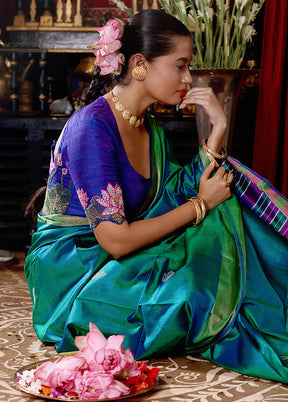 Royal Blue  Round Neck Designer Blouse