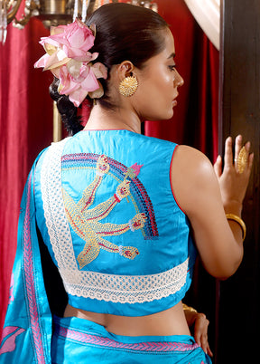 Light Blue  V Neck Designer Blouse