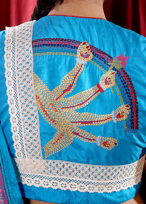 Light Blue  V Neck Designer Blouse