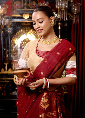 Beige Kantha Stitch Designer Blouse