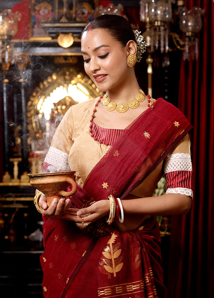 Beige Kantha Stitch Designer Blouse