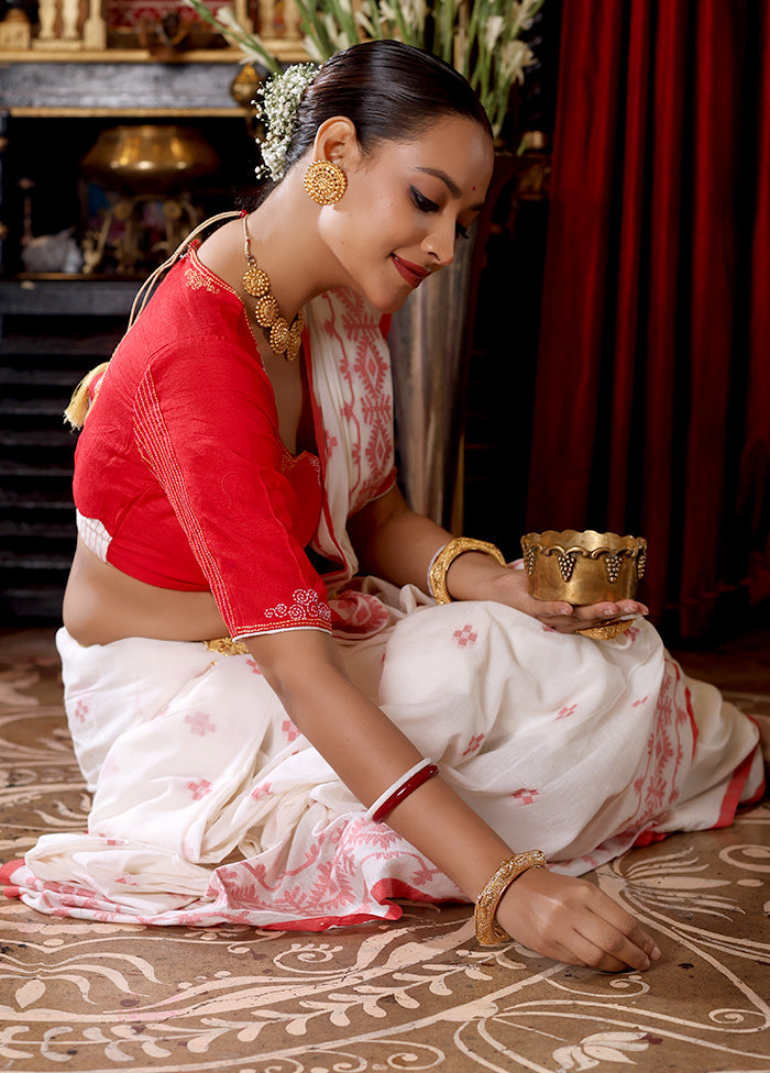 Red High Neck Designer Blouse