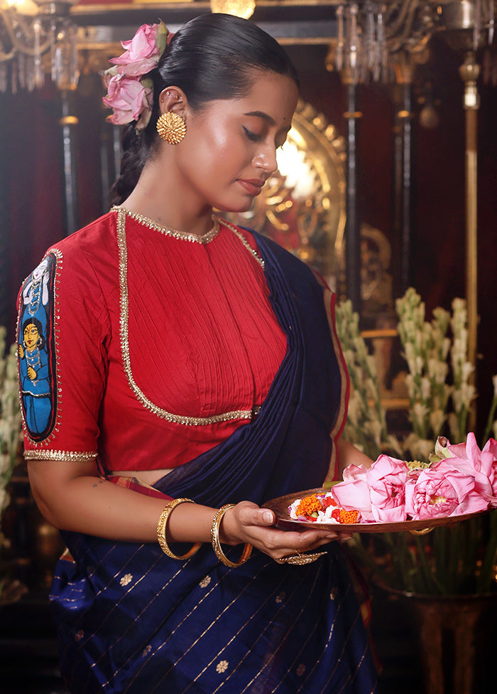 Red High Neck Designer Blouse