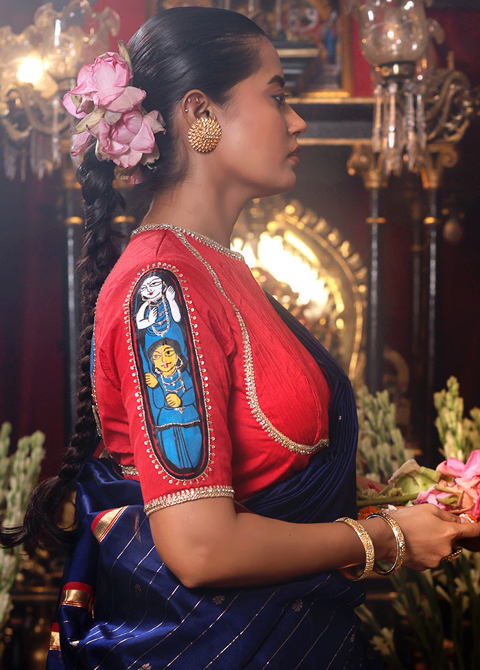 Red High Neck Designer Blouse