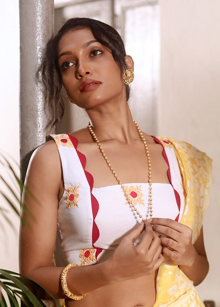 White  Square Neck Designer Blouse