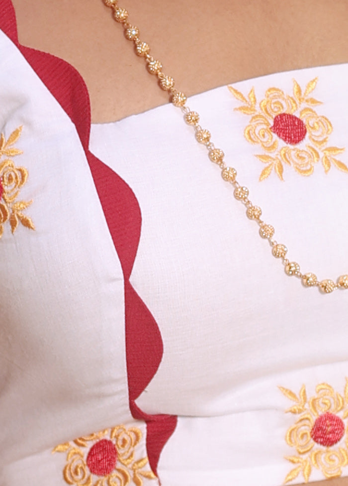 White  Square Neck Designer Blouse