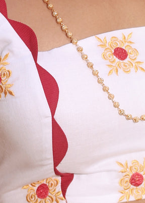 White  Square Neck Designer Blouse