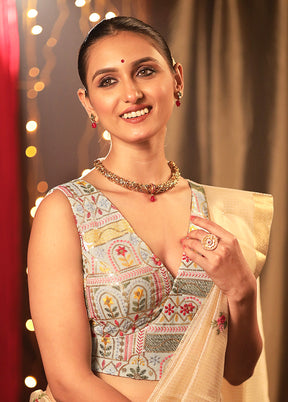 Light Blue Embroidered Designer Blouse