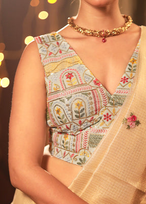 Light Blue Embroidered Designer Blouse