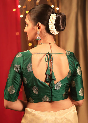 Bottle Green Brocade Designer Blouse