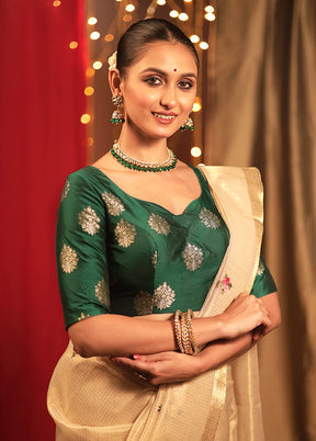 Bottle Green Brocade Designer Blouse