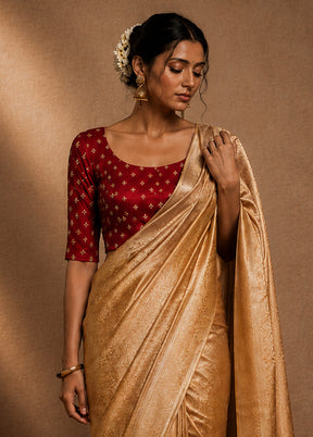 Red Round Neck Designer Blouse