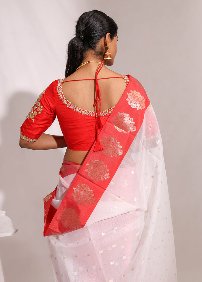 Red Round Neck Designer Blouse