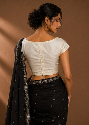 Cream Boat Neck Designer Blouse