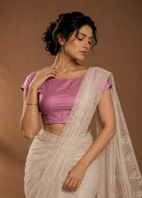 Pink Boat Neck Designer Blouse