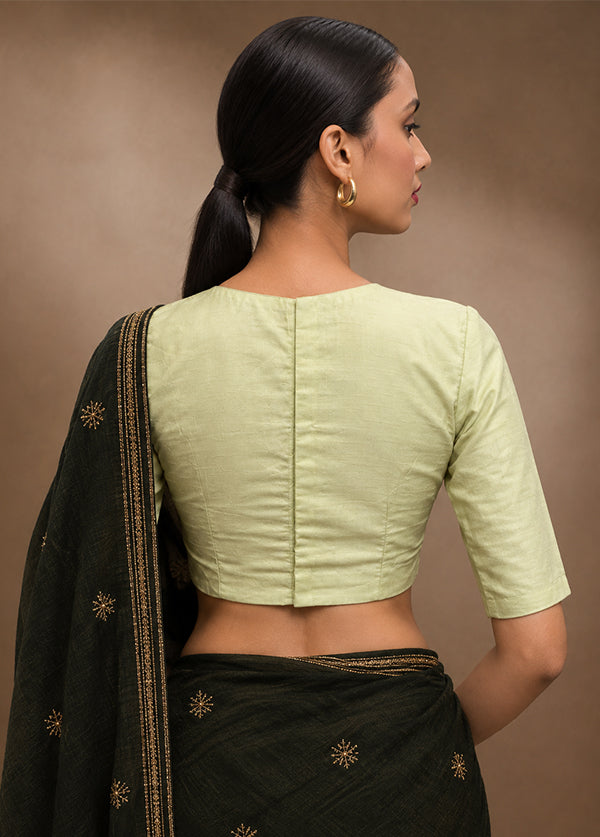 Mint Green High Neck Designer Blouse