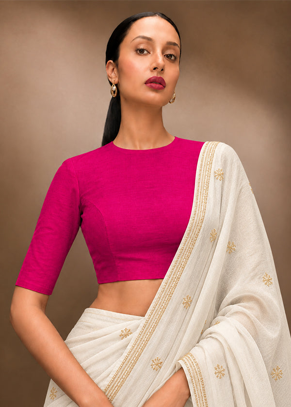 Rani Pink High Neck Designer Blouse
