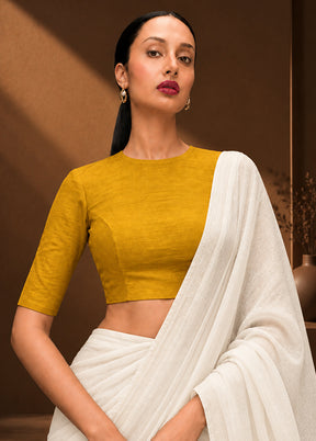 Yellow High Neck Designer Blouse