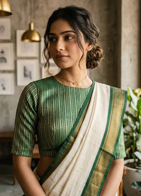 Bottle Green High Neck Designer Blouse