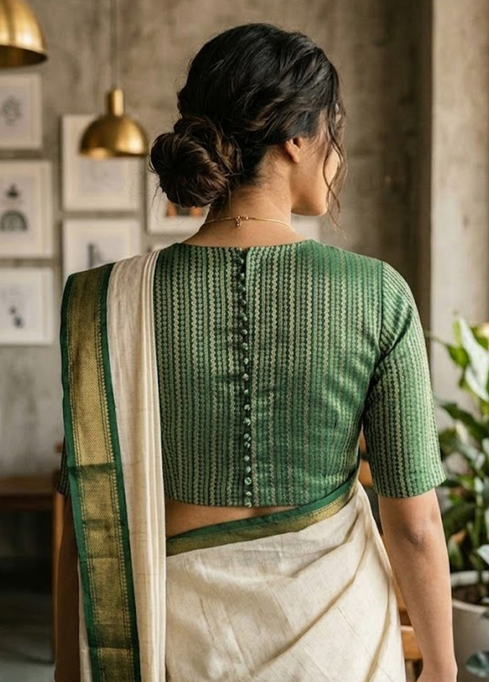 Bottle Green High Neck Designer Blouse
