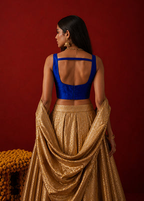 Royal Blue Square Neck Designer Blouse