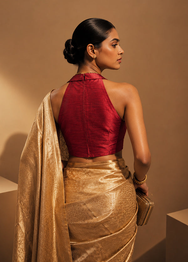 Maroon Halter Neck Designer Blouse