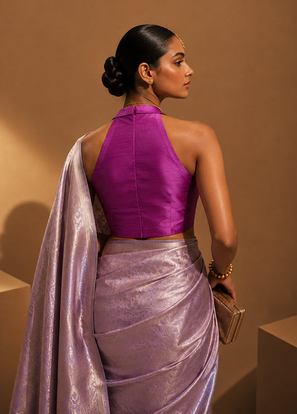 Purple Halter Neck Designer Blouse