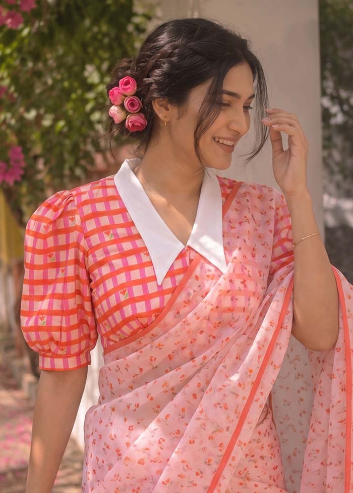 Red Collar Neck Designer Blouse