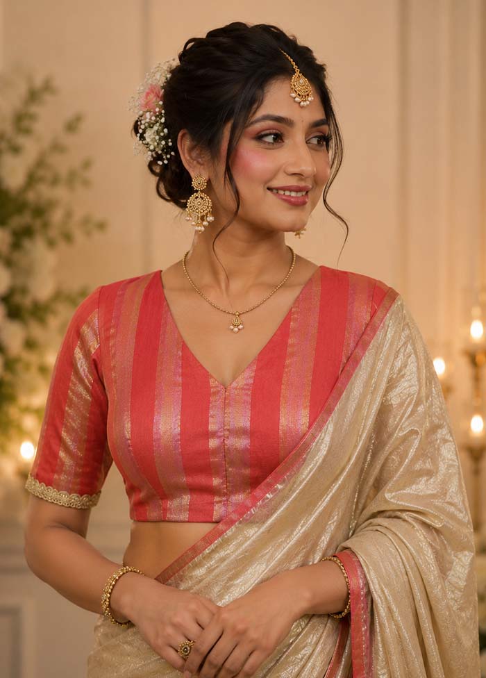 Red V Neck Designer Blouse