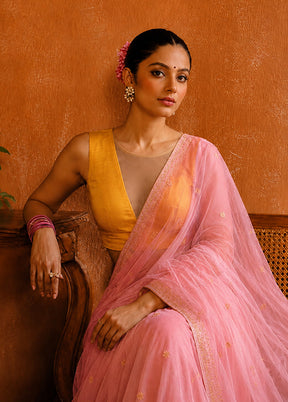 Orange Designer Neck Designer Blouse