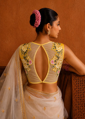 Yellow Designer Neck Designer Blouse