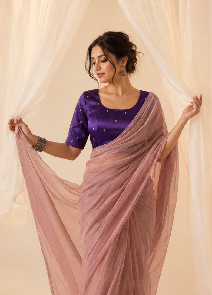 Purple Round Neck Designer Blouse
