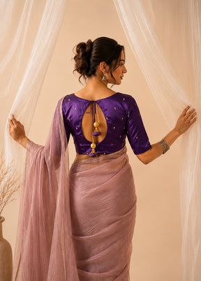 Purple Round Neck Designer Blouse