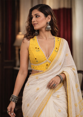 Yellow V Neck Designer Blouse