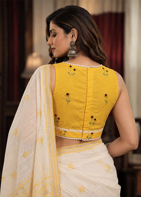 Yellow V Neck Designer Blouse