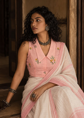 Baby Pink Collar Neck Designer Blouse