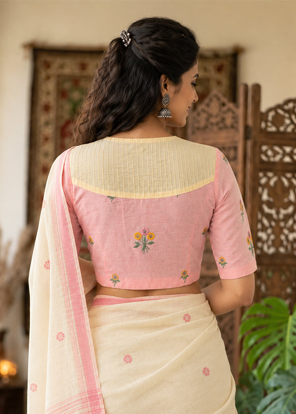 Baby Pink High Neck Designer Blouse